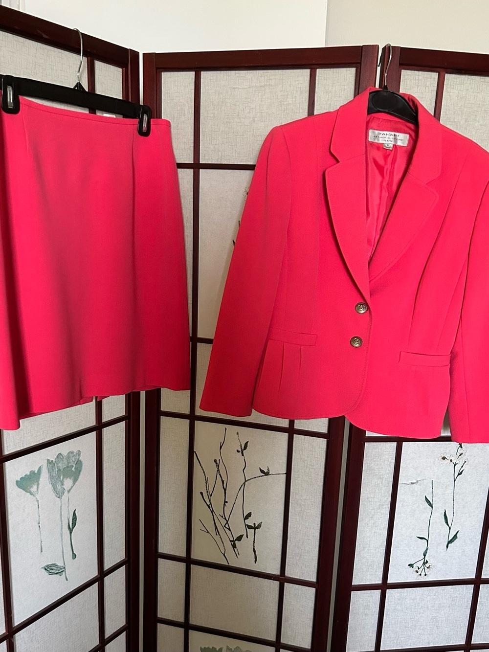 Tahari Hot Pink Blazer and Skirt Set